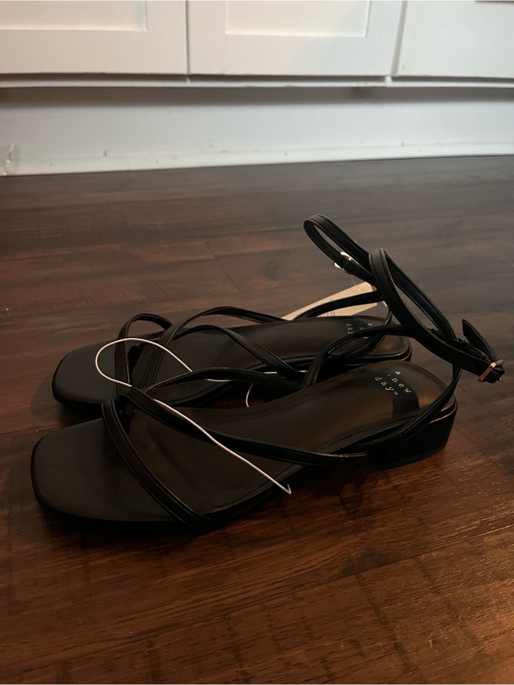 a new day Black Strappy Ankle-Tie Sandals